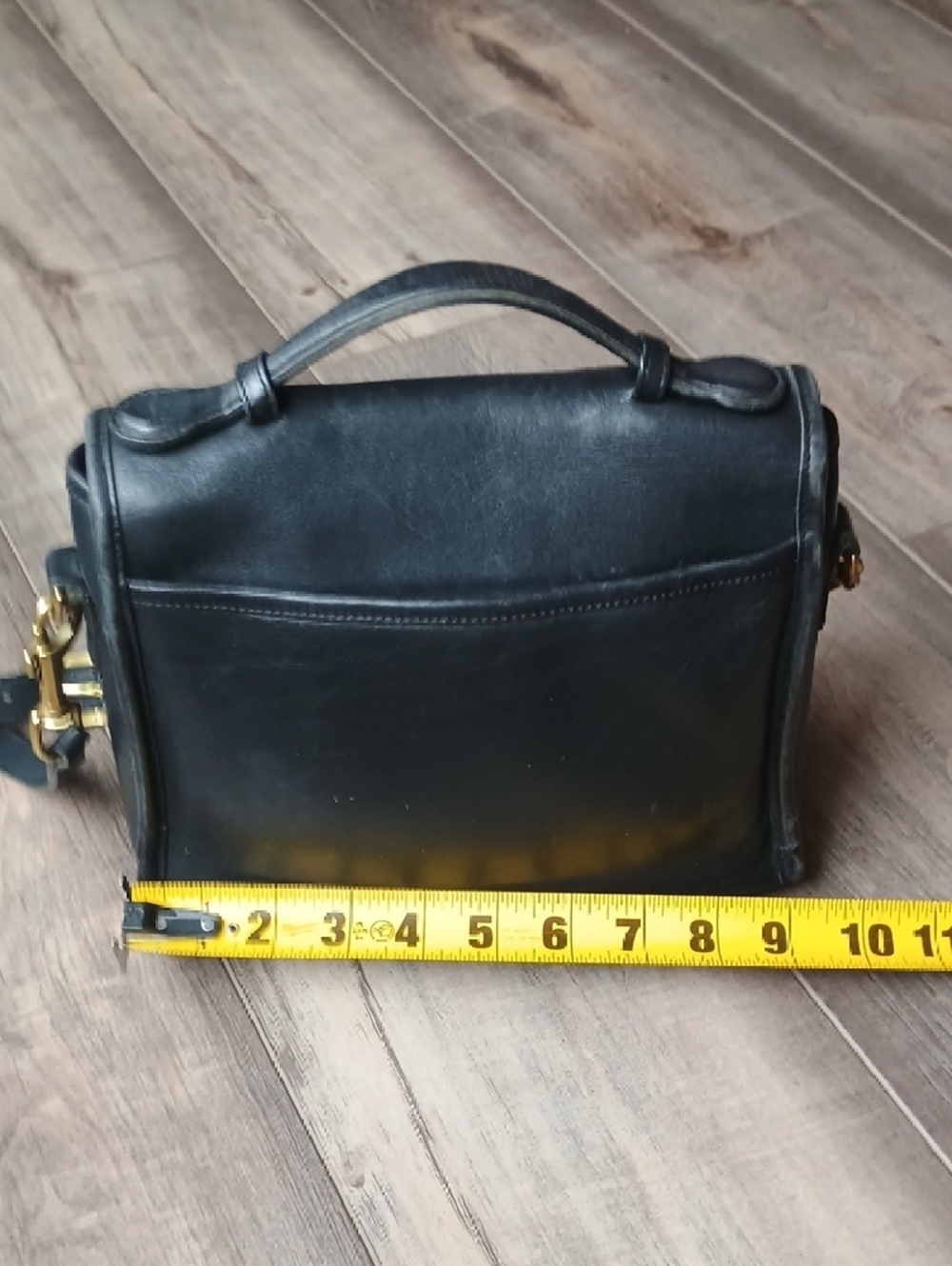 Vintage Coach Court Bag #9870 Black Leather Top-Handle Cross Body Bag Purse - Picture 5 of 16